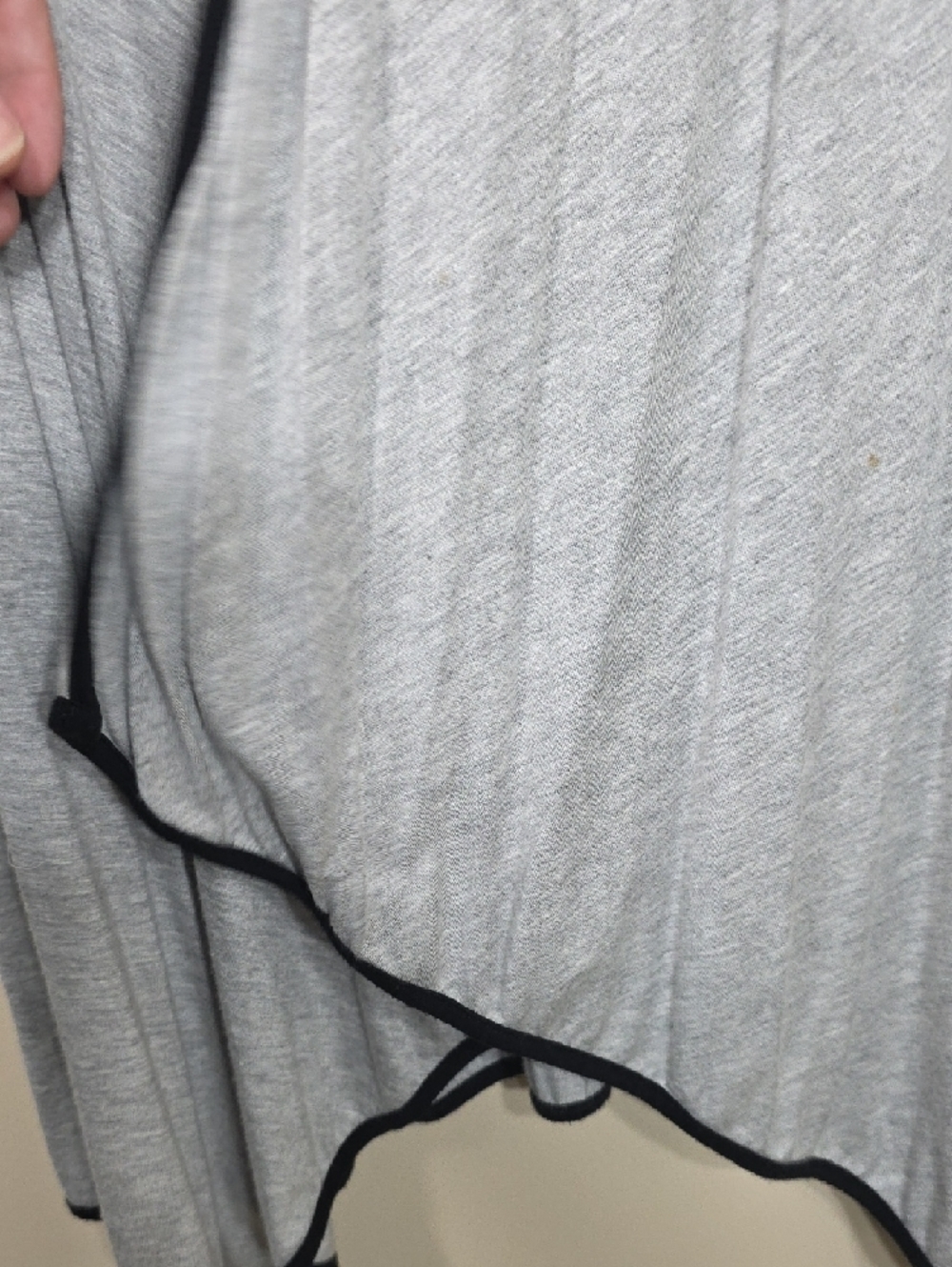 Ava James Light Gray Open Front Cardigan XL | Black Trim Draped Lightweight - Picture 4 of 5